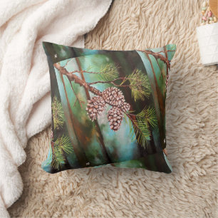 Coussin Cônes de pin par une journée d'hiver par Alfred Fo