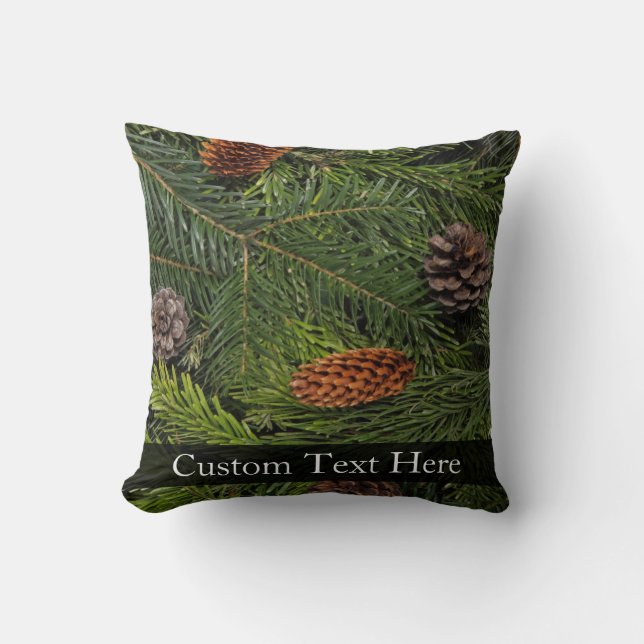 Coussin Cônes et branches de pin (Recto)