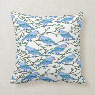 Coussin Conférence bleue d'oiseau