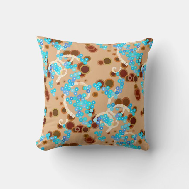 Coussin Confetti Abstrait moderne imprimer, Aqua et Brown (Recto)