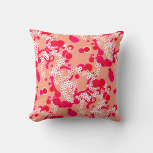 Coussin Confetti Abstrait moderne Print, Coral et Fuchsia