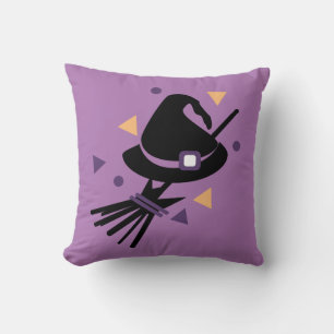 Coussin Confetti de balai de sorcière d'Halloween mignon