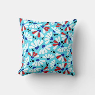 Coussin Confetti de confleur sur le bleu tropical