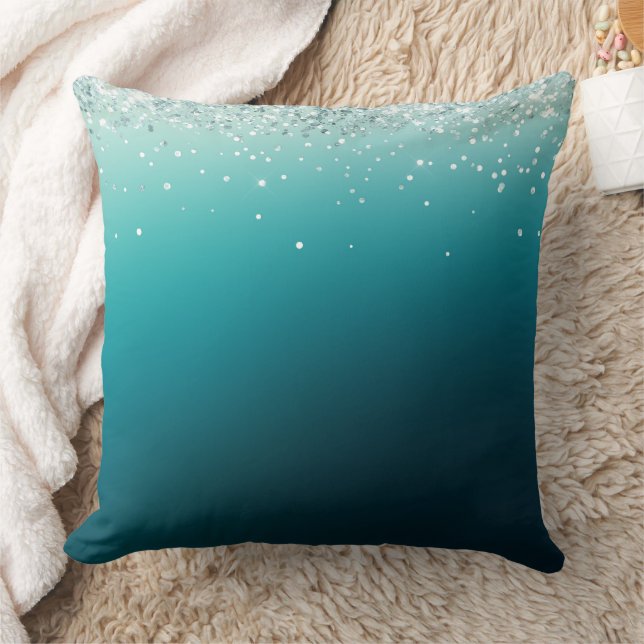 Coussin Confetti turquoise en argent (Couverture)