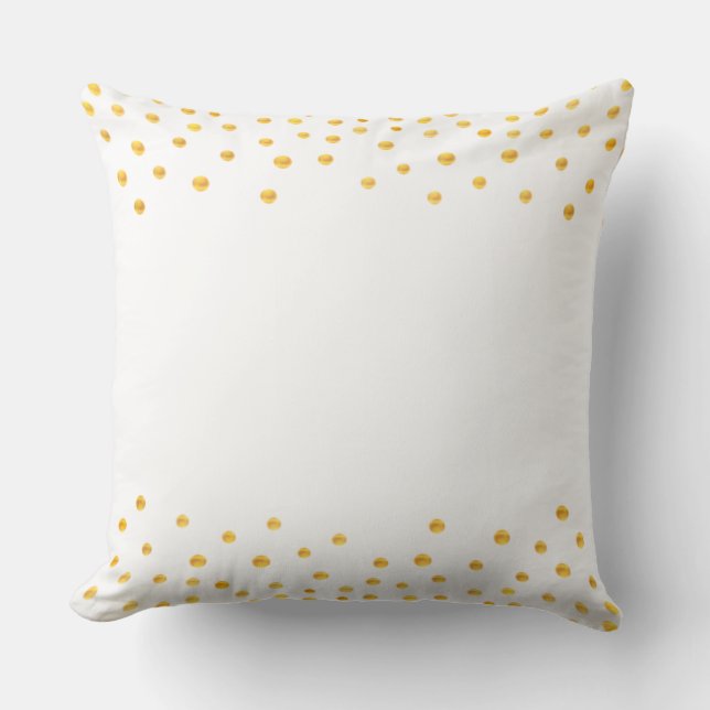 Coussin Confettis dorés élégants sur fond blanc (Recto)