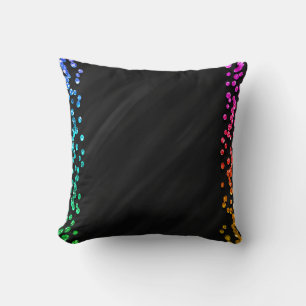 Coussin Confettis en forme de points arc-en-ciel noir