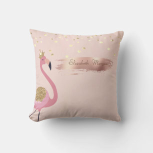 Coussin Confettis, Rose Gold Coup de Pinceau Flamants Ros