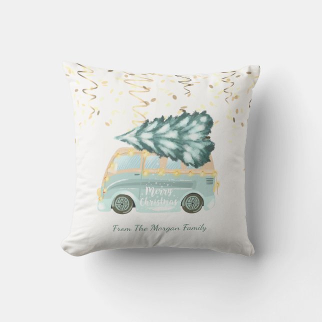 Coussin Confettis, sapin de Noël vert camion  (Recto)