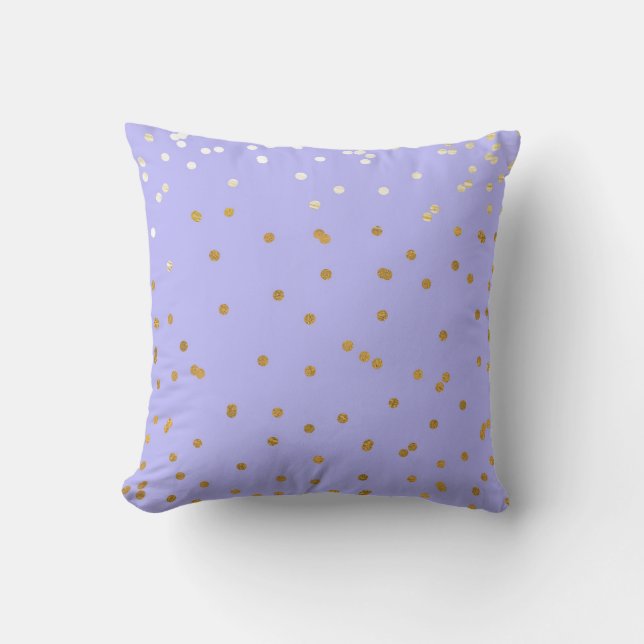 Coussin Confettis violets et dorés Moderne Élégance Glamou (Recto)