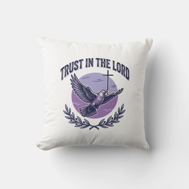 Coussin Confiance dans le Seigneur Colombe Design de T-Shi (Recto)