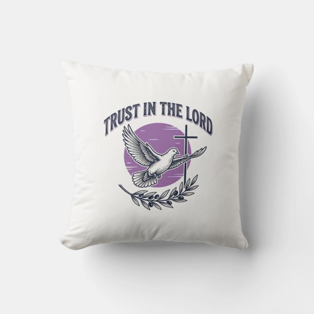 Coussin Confiance dans le Seigneur Colombe Design de T-Shi (Recto)
