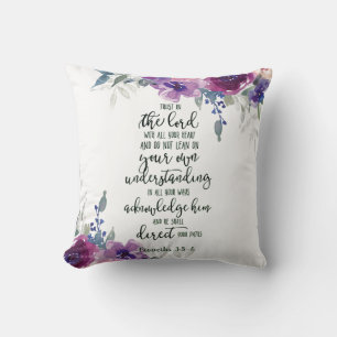 Coussin Confiance dans le Seigneur floral  