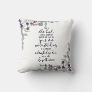 Coussin Confiance dans le Seigneur floral 