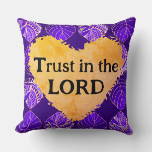 Coussin Confiance Dans Le Seigneur Poisson Feuilles Purple