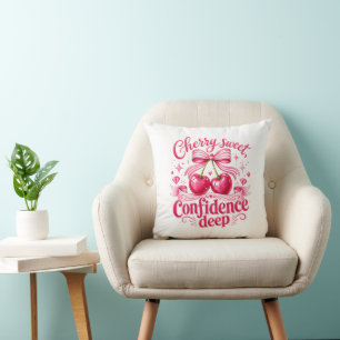 Coussin Confiance Douce Cerise Rose Profond Citation Coque