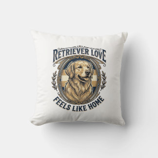 Coussin Confort à la maison Golden Retriever Gravure Vinta