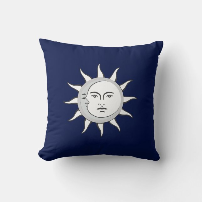 Coussin Conjonction lunaire et solaire sur Navy Blue (Recto)