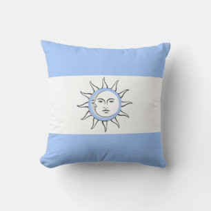 Coussin Conjonction lune et soleil sur bleu clair et blanc