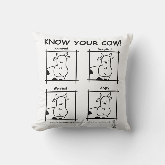 Coussin Connaissez votre vache ! - Mélange sérieux (Recto)