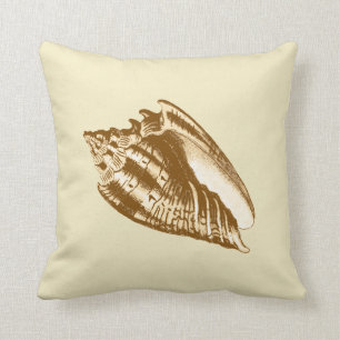 Coussin Conque Shell - brun et beige