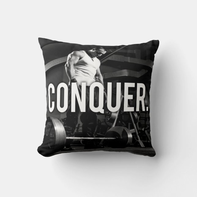 Coussin CONQUER - "Construction du corps" Exercice Motivat (Recto)