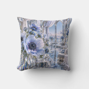 Coussin Conservatoire en cristal d'anémone bleu argenté