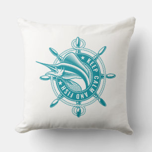 Coussin Conserver le calme et poisson Vintage badge de poi
