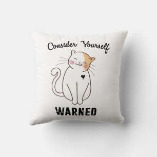 Coussin Considérez-vous averti chat mal
