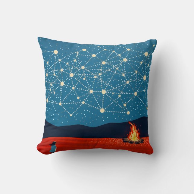 Coussin Constellation de la Nuit Indigène au Feu de Camp É (Recto)