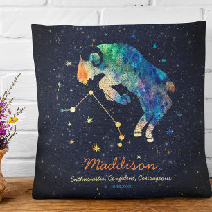 Coussin Constellation du Bélier Zodiaque Aquarelle Étoiles