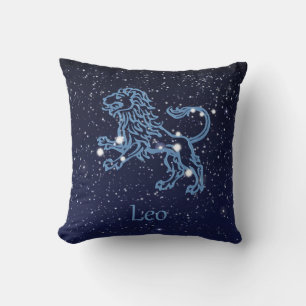 Coussin Constellation du Lion et signe du zodiaque avec de
