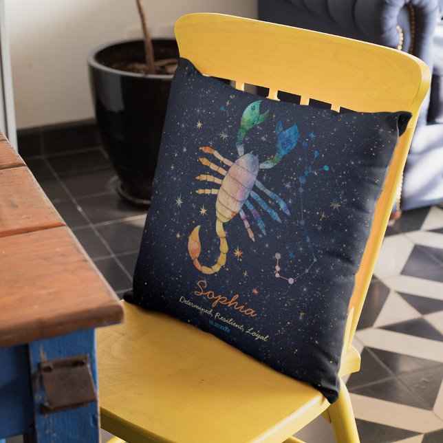 Coussin Constellation du Scorpion Zodiaque Galaxie Aquarel (Créateur téléchargé)