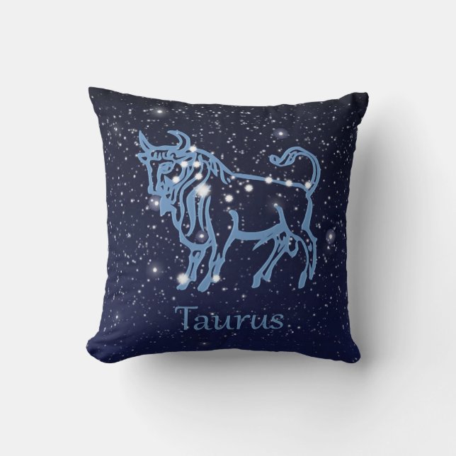 Coussin Constellation du Taureau et signe du zodiaque avec (Recto)