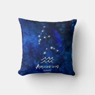 Coussin Constellation du zodiaque du Verseau Monogramme Ga