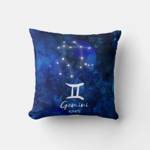 Coussin Constellation du zodiaque Gémeaux Monogramme Galax