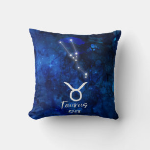 Coussin Constellation du zodiaque Taureau Galaxie bleue Mo
