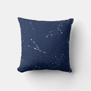 Coussin Constellations du zodiaque avec un ciel étoilé ble