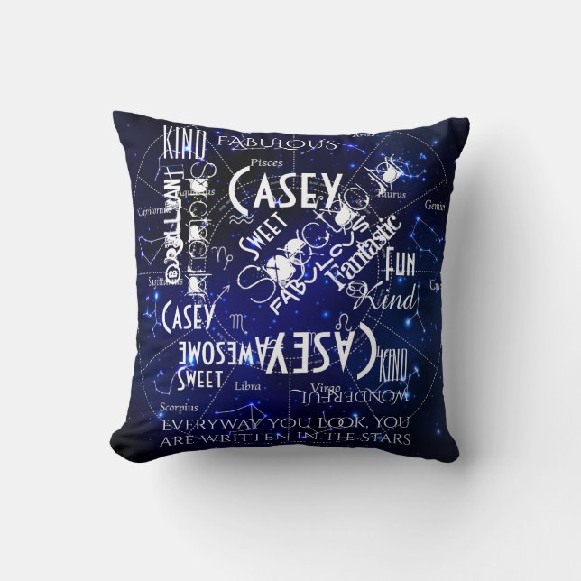 Coussin Constellations Zodiac Personnaliser le nom et les  (Recto)
