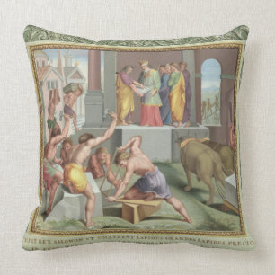 Coussin Construction du temple de Solomon, illustration de