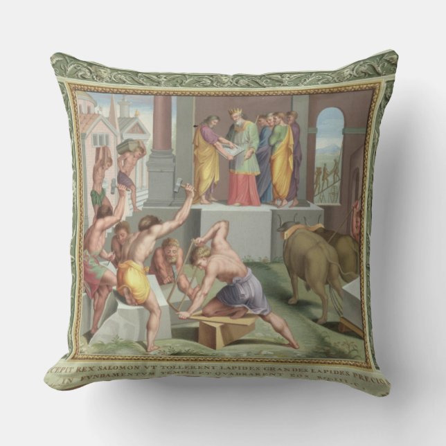 Coussin Construction du temple de Solomon, illustration de (Recto)