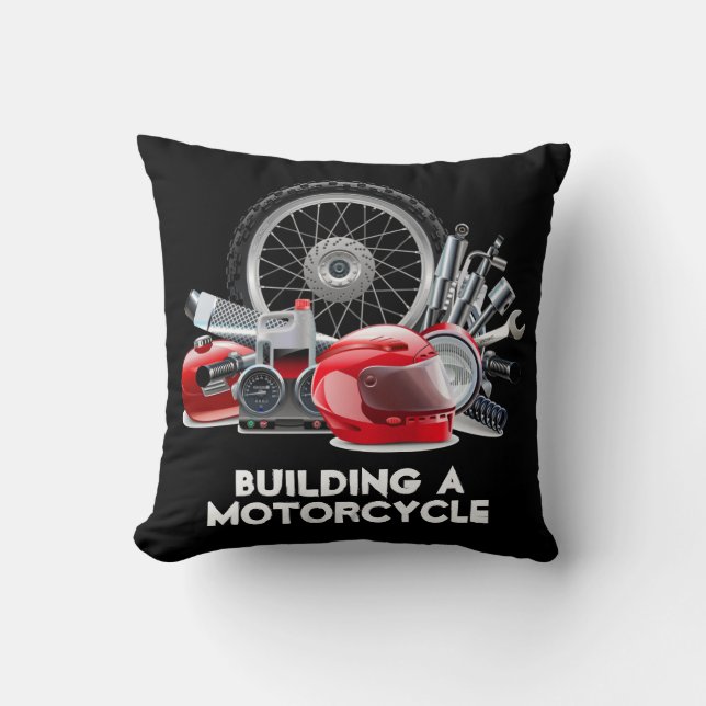 Coussin Construire une moto avec des pièces de dessin (Recto)