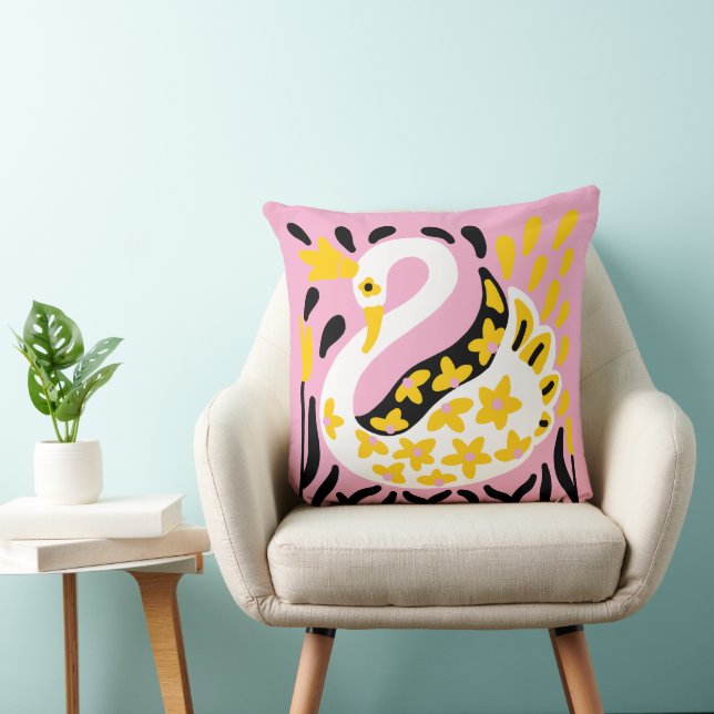 Coussin Conte fée de style russe Swan royal couronné (Chaise)