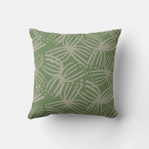 Coussin Contemporain abstrait floral lime vert foncé été