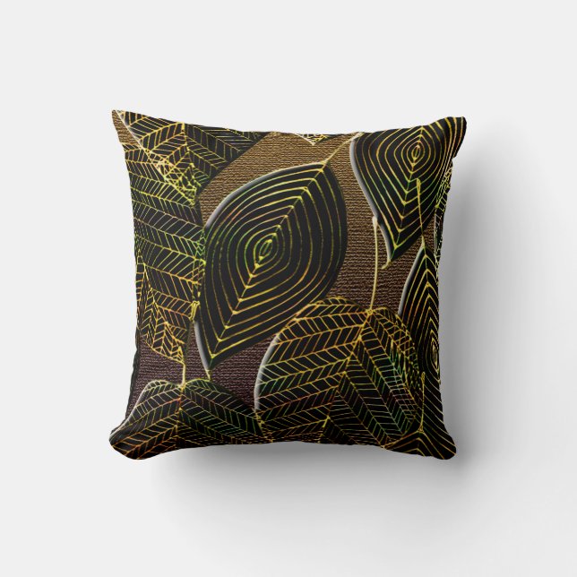 Coussin Contemporain Afrocentré Conception de feuilles (Recto)