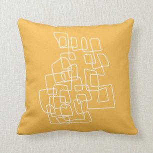 Coussin Contemporain Cute Jaune Moderne Abstraite Ligne Ar