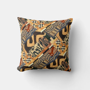 Coussin Contemporain Kuba Motif Collage Design
