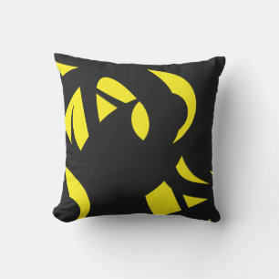 Coussin Contemporain Moderne Jaune / Noir