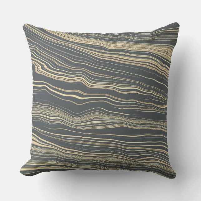 Coussin Contemporary Smoke Grey, Tan with Linen Pattern (Recto)