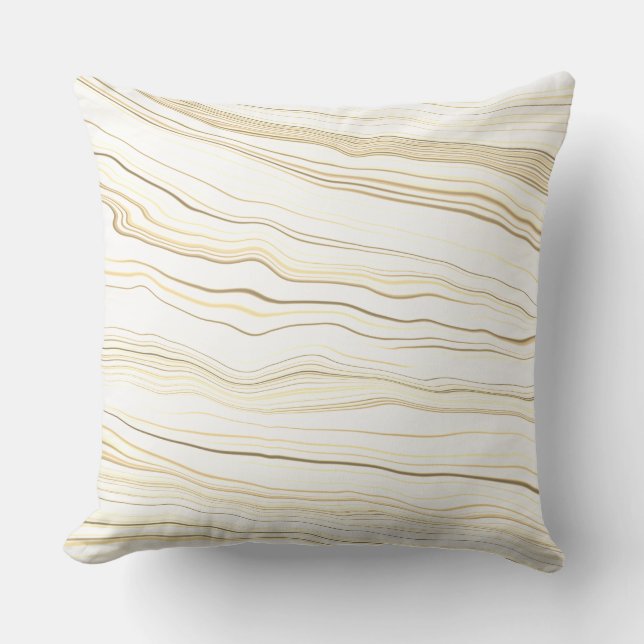 Coussin Contemporary White, Tan, Linen Pattern (Recto)