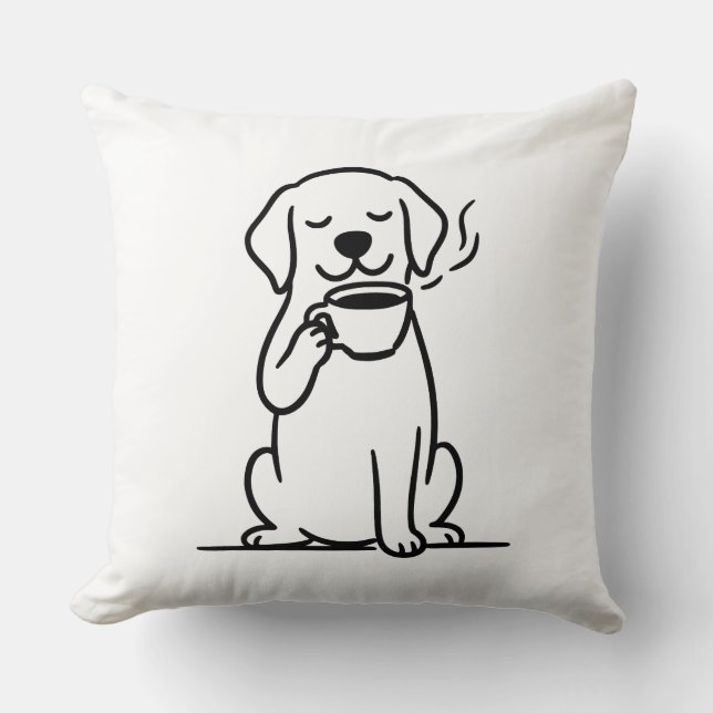 Coussin Content Dog Coffee Mood (Recto)